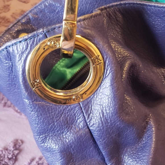 Paris designer blue leather 80s style bag - Picture 4 of 8